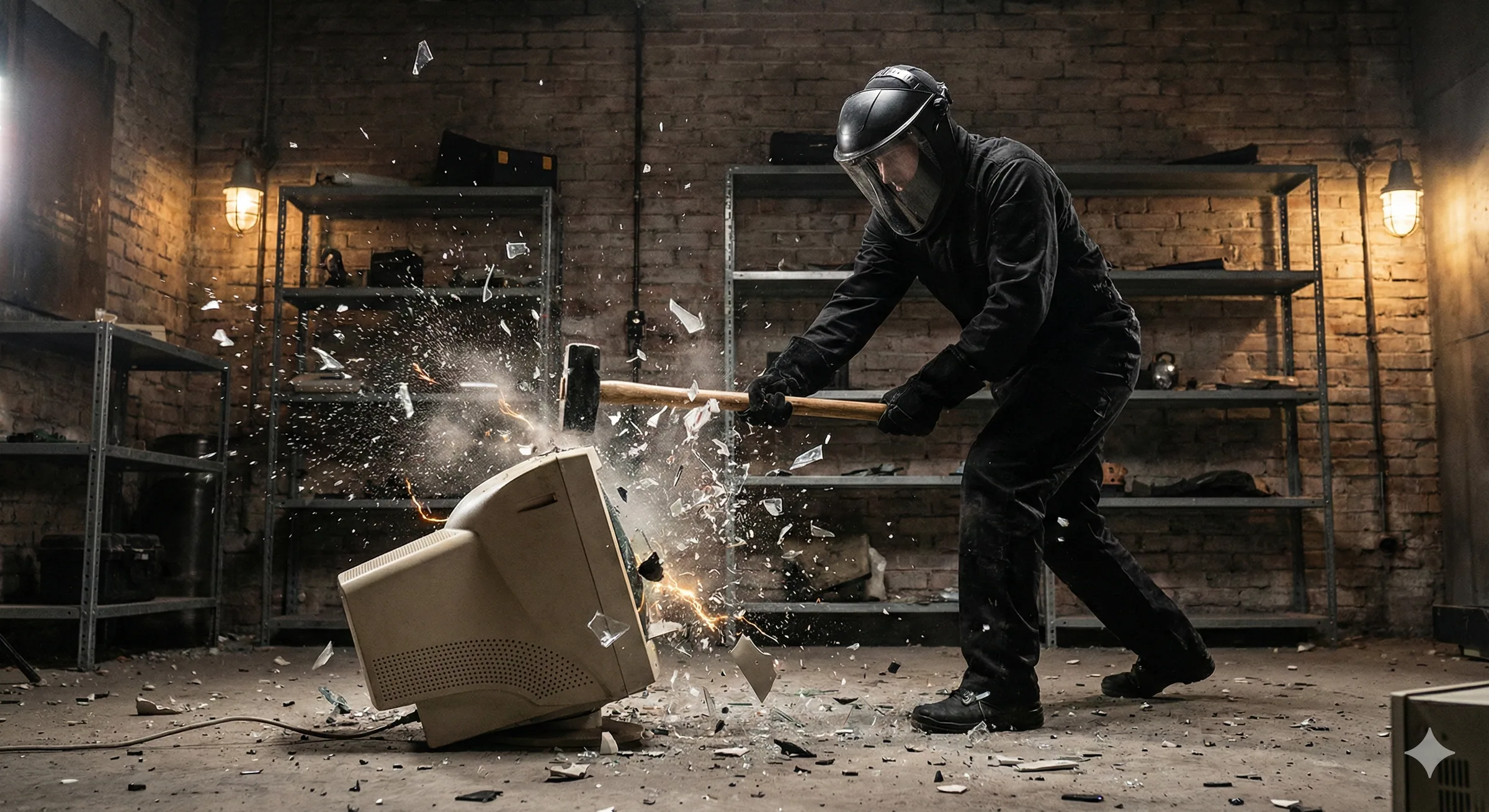 Participante golpeando objetos en la Rage Room de Break&Joy